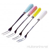 Eforlike 4 Colors Ceramic Handle Stainless Steel Fork Bistro Appetizer Cocktail and Fruit Forks /4 Piece - B06XHW5RCF